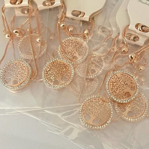 Rose gold Tree Of Life Adjustable Bracelet NEW Crystal Rhinestone  Charm - Picture 3 of 10